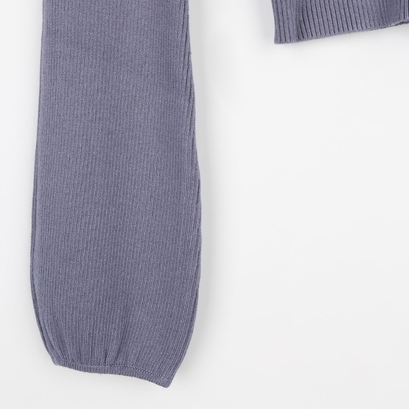 Lulus Keep 'Em Guessing Dusty Blue Ribbed Balloon Sleeve Sweater Top - Picture 6 of 10